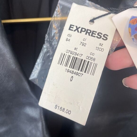 Express X Negin Mirsalehi Black Faux Leather Blazer Mini Dress NWT Size 0 $168 - Picture 3 of 9